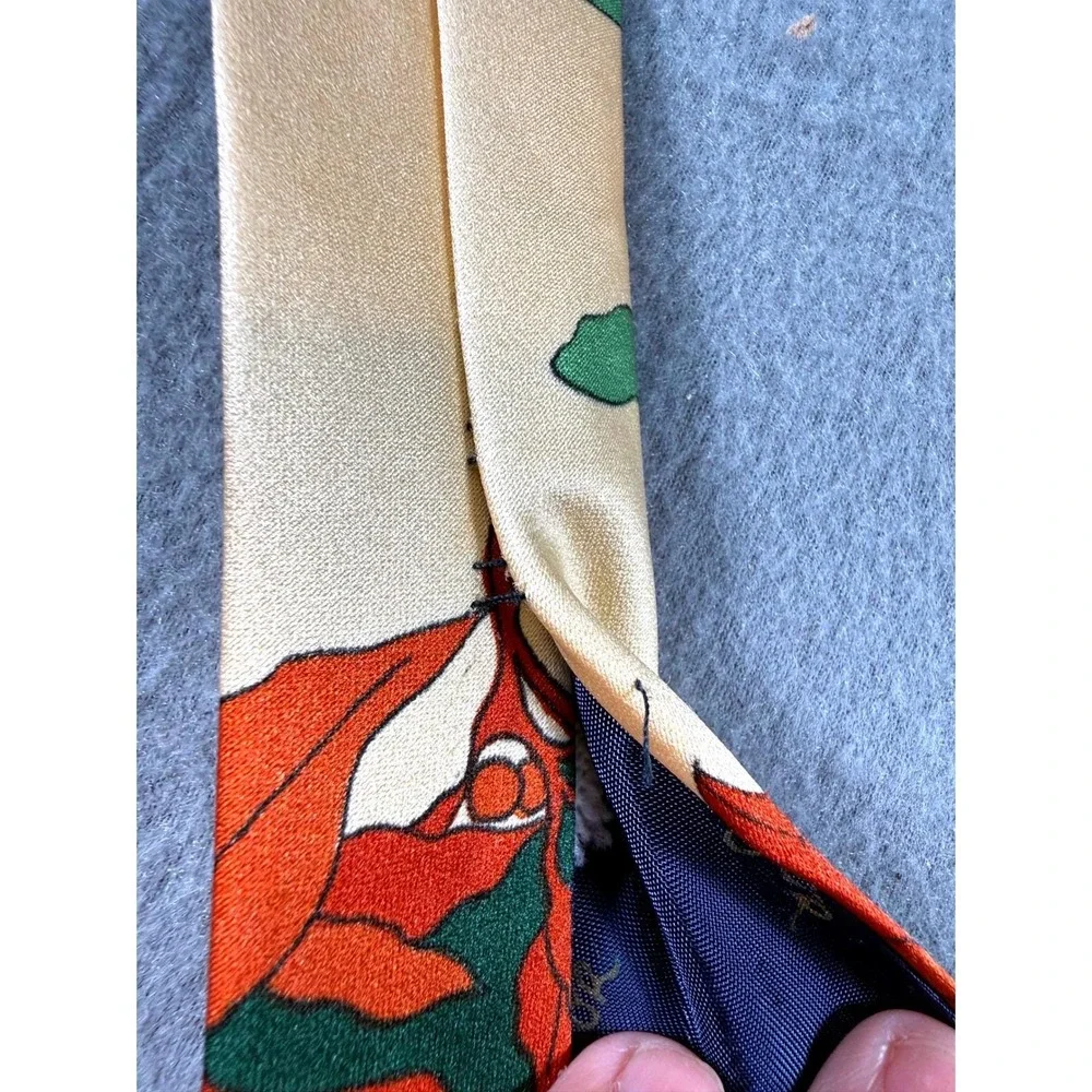 Vintage Prince Igor by Burma Silk Tie Tropical Leaf Print Green Red Neckwear 80s